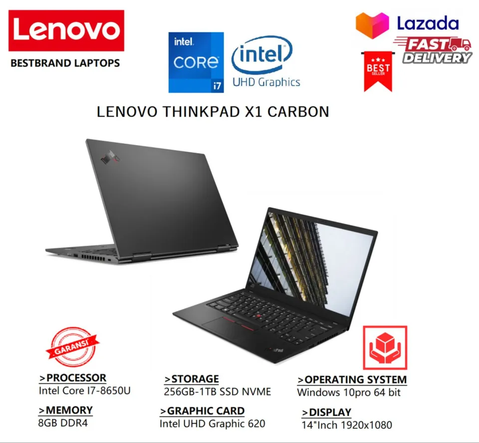 LAPTOP LENOVO THINKPAD X1 CARBON CORE I7 7TH RAM 8GB/1TB SSD GB