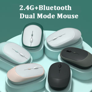 Rechargeable Wireless Mouse Bluetooth 5.0 + 2.4Ghz Dual Mode Silent Mouse Optical Adjustable Mice