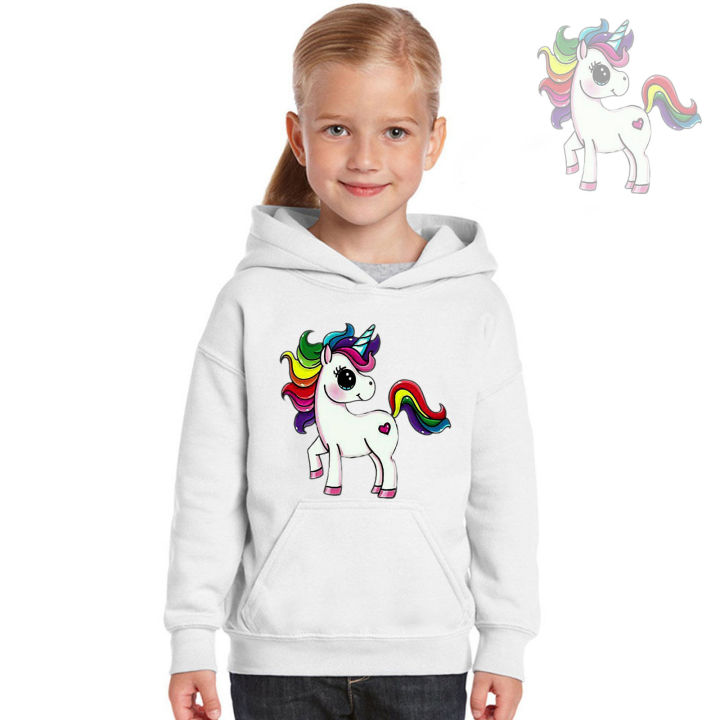 ALL WHITE HOODIE JACKET UNICORN FOR KIDS TO 14 YEAR