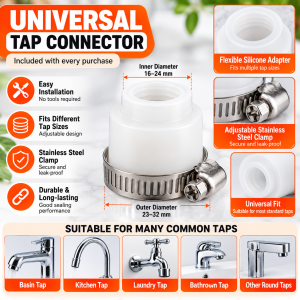 Flexible Faucet Extension 360° Rotating | 20cm / 30cm / 50cm | FREE Universal Tap Connector [LOCAL SG SELLER]