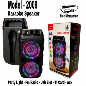 ( MY ACC ) Speaker Bluetooth Karaoke Free MIC + Lampu Disco Ajeb Ajeb SQ-2009