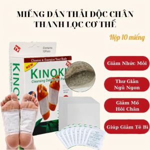 Miếng Dán Thải Độc Chân Kinoki Hộp 10 Miếng ( 5 cặp ) – Thanh Lọc Cơ Thể Giảm Nhức Mỏi Ngủ Ngon
