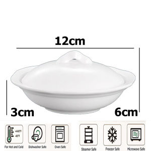 DAFIFY Victoriassecret Bright White Rim Deep Porcelain Soup Bowl With Lid 4 Pack