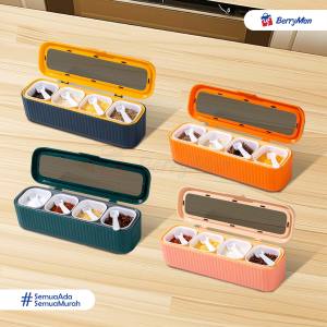Rak Kotak Tempat Penyimpanan Bumbu Dapur Set 4 in 1 + Sendok Takar