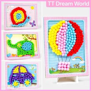 Kids Diy Craft Children Diy Pom Pom Puffy Ball Sticker Art Handmade Creative Toys DIY