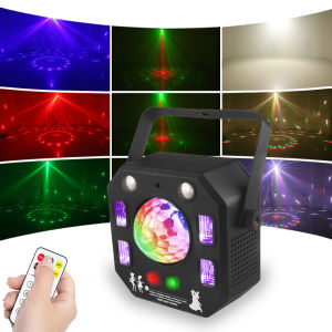 ALIEN 4 in 1 Multi-Effect Led Laser Magic Ball Light KTV Pattern Stage Lamps Home Theater LED UV Blacklight White Strobe Bar Lighting