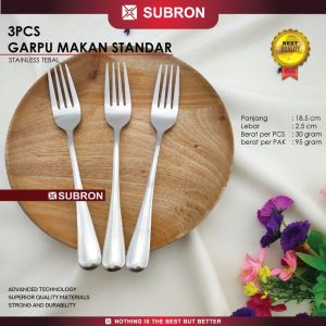 SUBRON 3Pcs Sendok Garpu Makan Hotel Besar dan Standar Stainless Tebal