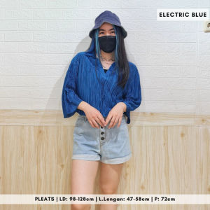 AUVESION Shaila Collar Pleats Shirt 4833 | Blouse Plisket Top Oversize Atasan Wanita