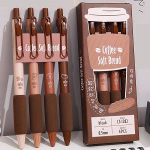 4pcs/set Cute Coffee Neutral Pens for School Writing Kawaii Mocha Neutral Pens Office Supplies Childrens Stationery
