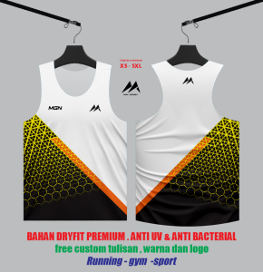 Baju Singlet Running GYM Jersey Singlet full Print bahan dryfit pria wanita -SGLT002