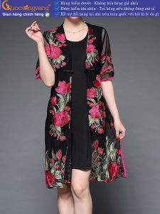 Váy đầm suông kèm áo choàng thêu hoa GLV123 Cuocsongvang