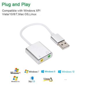 USB  7.1 Sound Card 3.5MM อะแดปเตอร์เสียง USB การ์ดไมโครโฟนหูฟังการ์ดเสียงสำหรับ คอมพิวเตอร์แล็ปท็อปพีซี