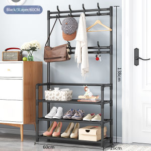 Multifunctional Shoe Rack for Hanging Clothes Shoe Hat Rack Black/white Simple Floor Coat Rack