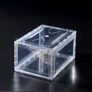 YHOME Plastic Sneaker Stackable Storage Transparent Boxes Drop Front Acrylic Drawer Type Magnetic Clear Shoe Box XMT 6153