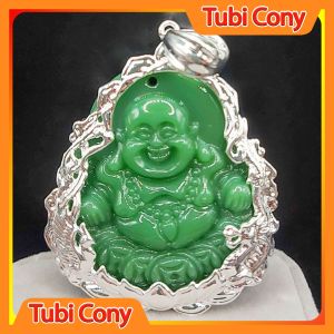 Mặt dây chuyền di lạc xanh thạch viền trắng M273-145-KT Tubi Cony - May Mắn - Bình An