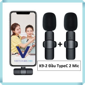 MICRO MIC THU ÂM K9 PRO (2 MIC) CHO ĐIỆN THOẠI LÀM YOUTUBER VLOG LIVESTREAM (LIGHTNING TYPE-C). Mic Thu Âm Youtuber K9 Pro Type-C (2 MIC). GấuMẹ Store