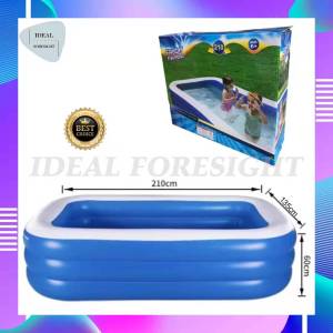 Inflatable Swimming Pool Thickened Children Home Use 10/7/6ft 180cm/210cm/305cm/201cm Large 3 Layer Rectangle Pool for Kids Baby Adult Outdoor Indoor Family Lounge Summer Toys Bathing Tub FREE Electric Air Pump