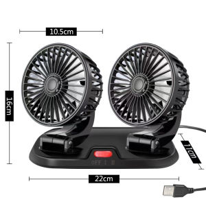 Car Fan USB Double Head Fan Car Truck Air Outlet Fan Strong Cooling And Cooling 12V/24V Universal
