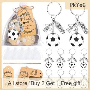 [COD] PkYeG Tool 10 Sets Soccer Party Favors DIY Shoes Soccer Ball Keychains Kit Include Soccer Keychains Organza Bags And Thank You Kraft Tags