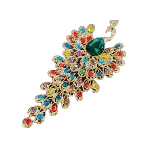 GENENIC Crystal Pea Rhinestone Brooch Exquisite Colorful Phoenix Brooch Clip Vintage Sparkling Pea Badge Pin For Women