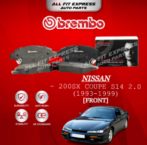 NISSAN 200SX COUPE S14 2.0 (1993 - 1999) FRONT (DEPAN) BREMBO BRAKE PAD 100% ORIGINAL AUTHENTIC PRODUCT (PRICE FOR 4 PCS)