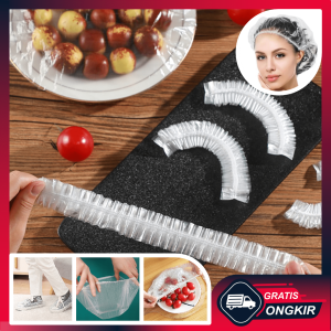Gratis Ongkir - Shower Cap Polos / Plastik Penutup Kepala / Topi Keramas Pelindung Rambut Helm