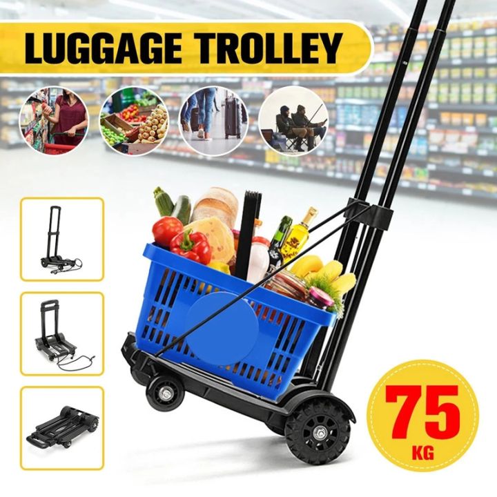 75 KG Folding Luggage Cart Portable Flatbed Luggage Easy to Carry ...