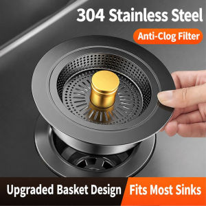 304 Kitchen Pop Up Sink Strainer Stainless Steel Anti-Clog Filter Basket Drain Plug Corrosion-Resistant Kitchen