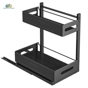Cabinet Storage Shelves Pull Out Multi-Purpose Storage Organizer 2 Tier Slide Out Easy Installation for Kitchen Bathroom [Winnereco Lifestyle]