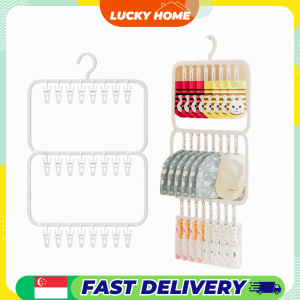 Double Layer 26 Clips Hanger Rack/Multifunctional Storage Drying Rack/Underwear Hanger Organizer/Luckyhome