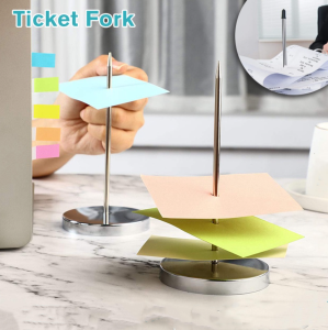 Restaurant Receipt Holder Metal Straight Rod Ticket Fork Silver Color Desk Receipts Check Bill Fork Bill Organizer