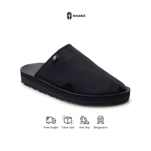 KHANS - Sandal Slipper Pria Wanita - Max Black