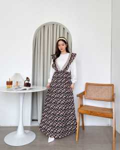 Dress phine-84 flow bahan shakila motif premium kombinasi brukat malika realpic LD104 PJG 130