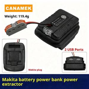 【CANAMEK】 1Pcs For 18V Li-ion Battery Case Adapter Dual USB Ports Power Bank Phone Charger LED Working Light Converter Lamp Flashlight