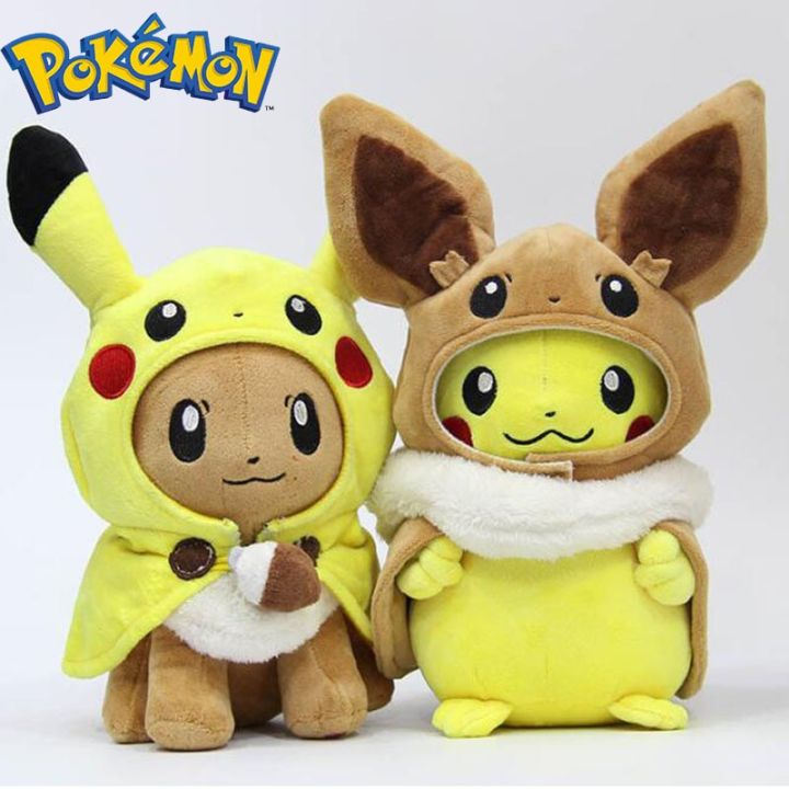 TAKARA TOMY Pokemon Plush Toys Pikachu Cosplay Eevee Plush Stuffed