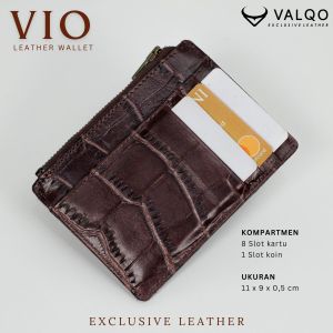 [VALQO] VIO Dompet Kartu Kulit Sapi untuk Wanita Pria