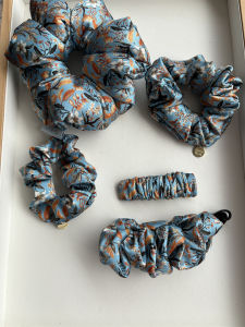 19mm mulberry silk hair scrunchies for women blue floral hair tie for lady high quality hair accessories