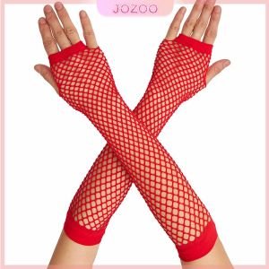 Jozoo Fishnet Sleeves for Women Cosplay Costume Party Accessories Fingerless Mesh Gothic Punk Rock Gloves