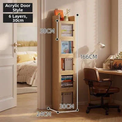 Solid Wood Bookshelf for Students and Children Multi-tier Narrow Cabinet
