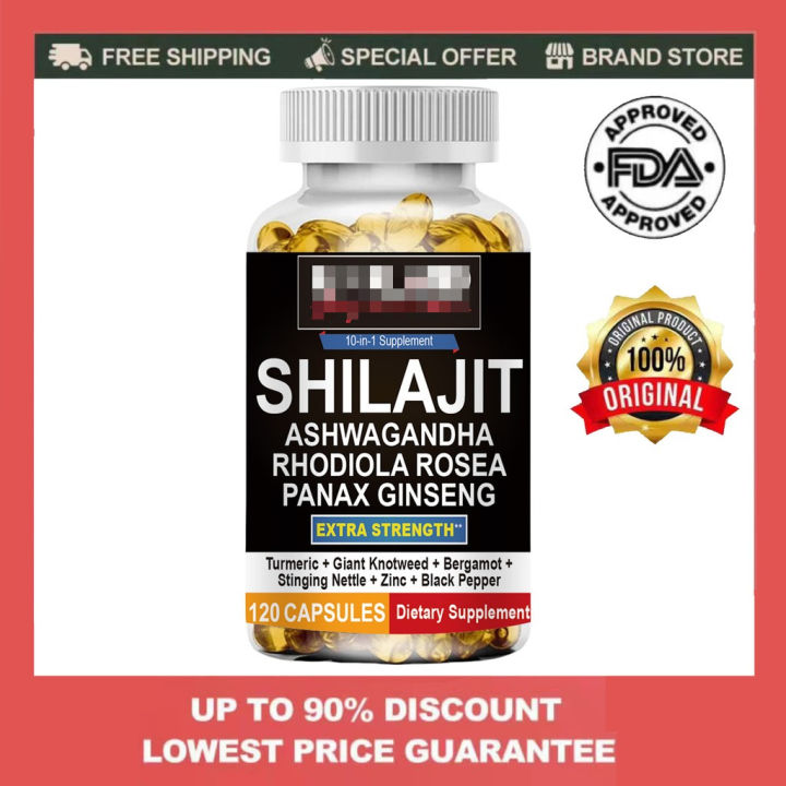 Pure Himalayan Shilajit for Men and Women 120 Capsules More Than Gummies, Resins Combined with Natural Ashwagandha Energy Health Kit Gold Curing Supplement Made in the USA