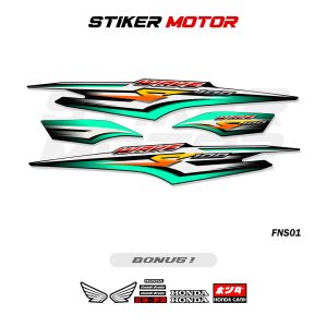 FNS01B STRIPING SUPRA FIT NEW STIKER DECAL SUPRA FIT NEW 2005 2006 2007 STICKER HONDA WAVE 100 VARIASI GRAFIS THAILOOK RAINBOW COLOR