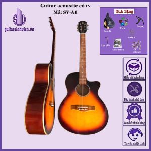 Đàn guitar acoustic SV-A1 có ty chống cong - Màu cam đen - Chuyên tập chơi - Khuyến mãi 8 phụ kiện