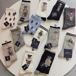 New cartoon bear-themed trendy socks po Same Style lo Mid-calf womens socks fashionable and trendy popular among influencers all-season cotton socks