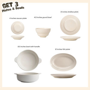 LOCAUPIN 5pcs Dinnerware SET Porcelain Plate Soup Bowl Microwavable Tableware Dining Set Dishwasher Safe Kitchen Plates