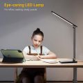 LED desk lamp for Home Office, 3 levels dimmable desk light with USB charging port, small study lamp, reading light for table, black, 5000K. 