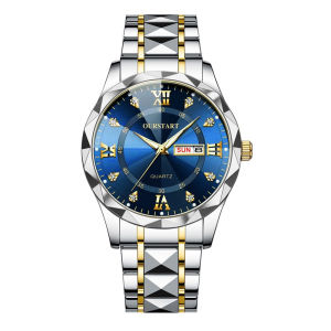 Best Sellers【MY Stock】Mens Watches Quartz Original Stainless Steel Luminous Dual Calendar Charm Waterproof Watch