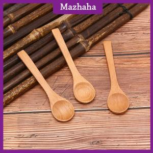 Mazhaha 1X Wooden Round Bamboo Spoon Soup Tea Coffee Salt Spoon Kitchen Tools Cutlery