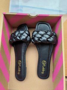 [Free Shipping] Plus-Size WomenS Sandals 2026 Summer New Fashion Sponge Woven One-Strap Outdoor Sandals