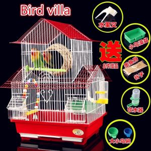 Leisure Creative Bird Cage Peony Budgie Cage Large Metal Pearl Bird Cage Accessories Parrot Cage