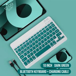 Bluetooth Keyboard for Cellphone 10inch Rechargeable Ultrathin for IPad PC Windows Android Cellphone Laptop